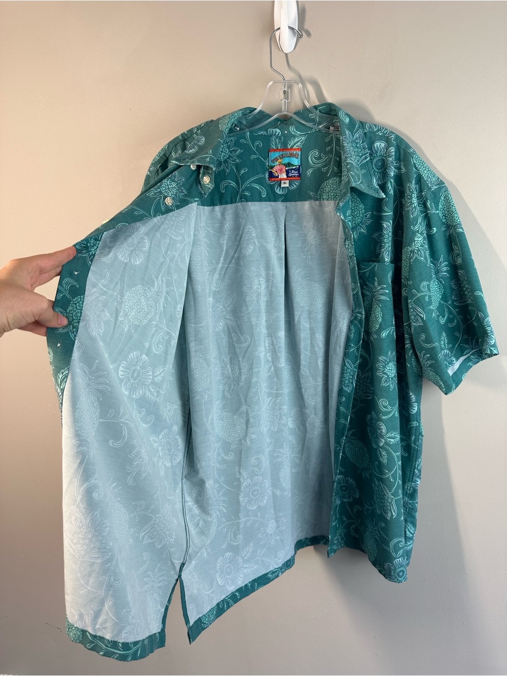 Reyn Spooner Joe Kealoha Pineapple Floral Aloha Shirt Teal Size XL - Picture 4 of 14
